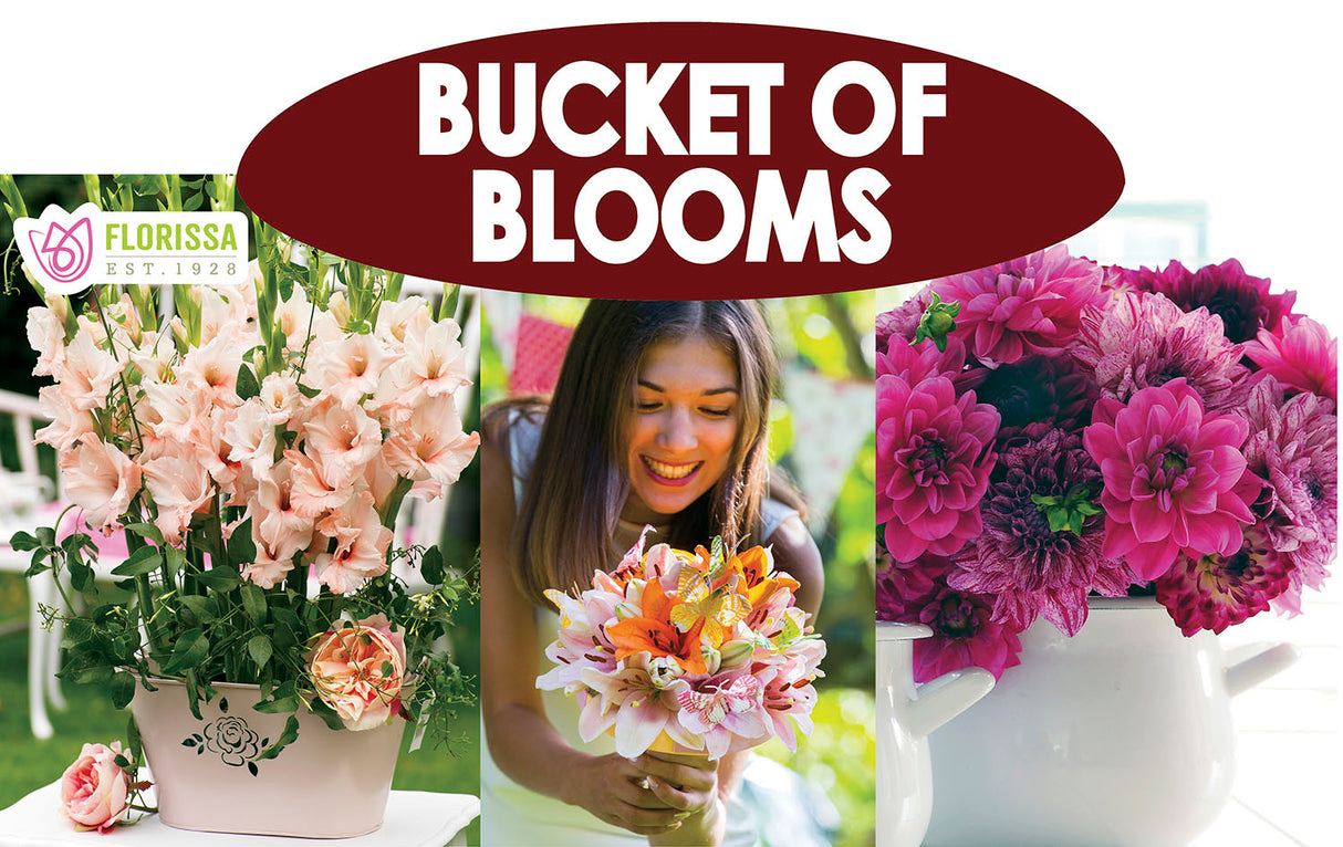 Metal Rack Topper - Bucket of Blooms 25" long